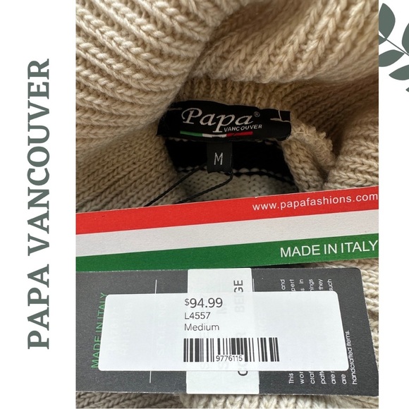 Papa Vancouver Cowl Neck Stripe Multi Color Sweater Tan Black Red White Medium - Picture 6 of 7